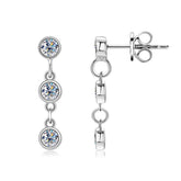 Moissanite Bezel Dangle Drop Stud Earrings in 925 Silver